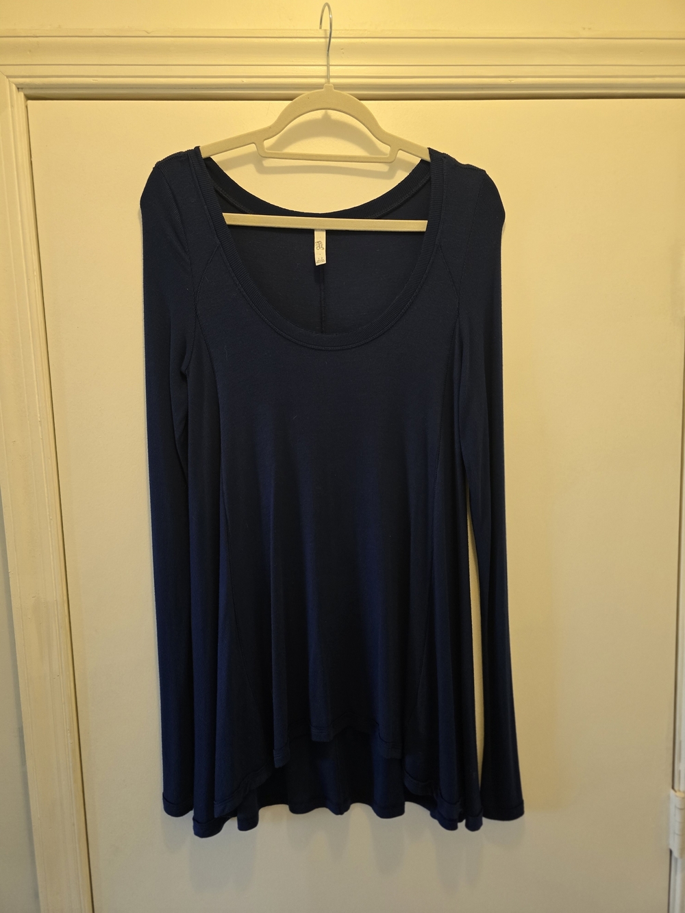 Free People Navy Scoop Neck Long-Sleeve Tunic Small